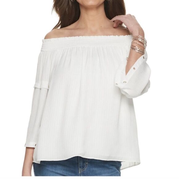 Jennifer Lopez Cold Shoulder Too White XXL EUC - Picture 2 of 10